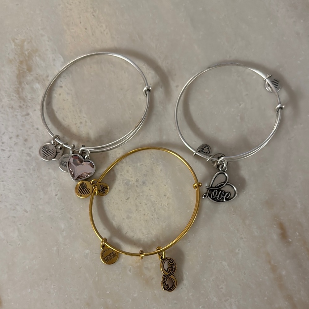 Alex and Ani Silver and Gold Charm Bracelets